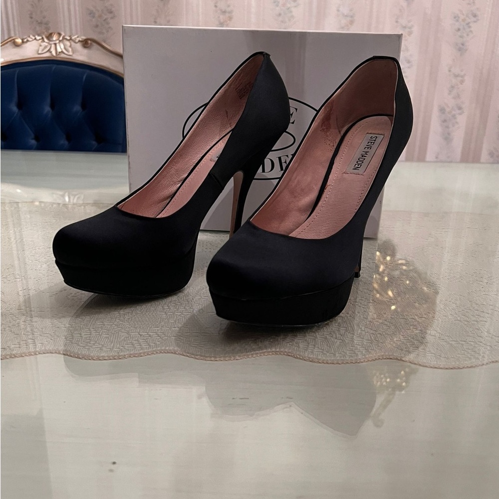 Black satin platform heels - Picture 5 of 5
